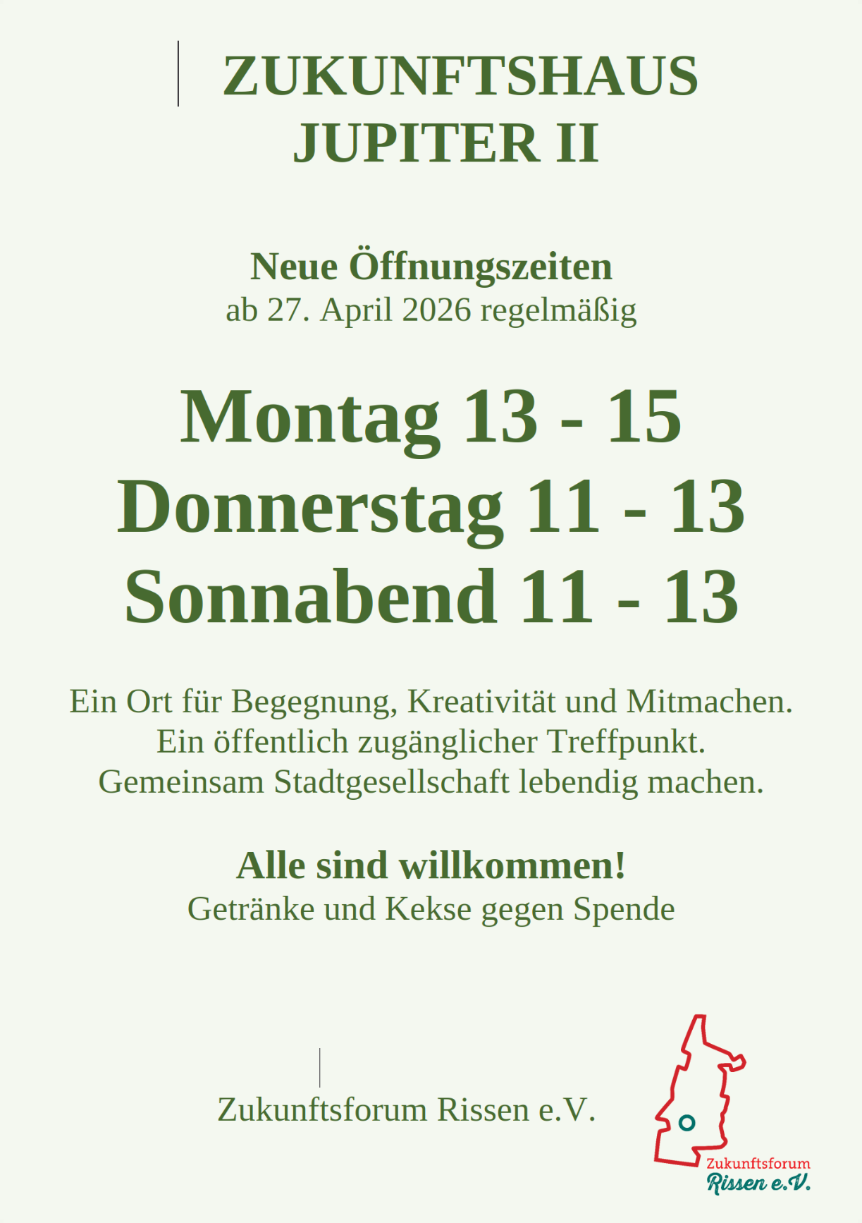 Plakat Öffnungszeiten Jupiter II